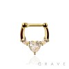 CZ HEART CENTER TEAR DROP SIDE SEPTUM HINGED CLICKER